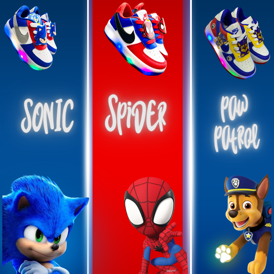 Nik dunk luces(sonic,paw patrol,spiderman)